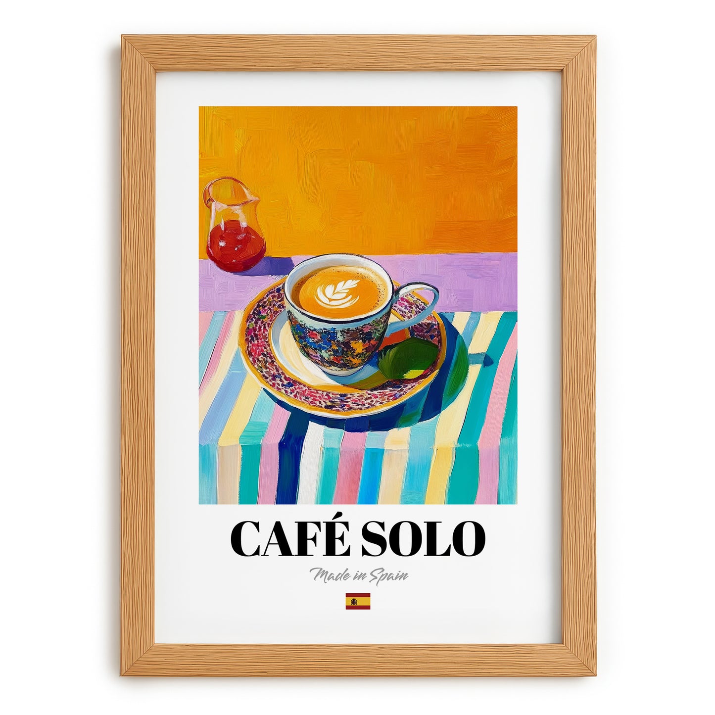 Café Solo – Spanish Coffee, Konditorei Still Life, set in oak frame