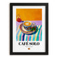 Café Solo – Spanish Coffee, Konditorei Still Life, in sleek black frame