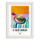 Café Solo – Spanish Coffee, Konditorei Still Life, placed in minimal white frame