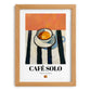 Café Solo – Spanish Coffee, Coffeehouse Wall Art, set in oak frame