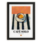 Café Solo – Spanish Coffee, Coffeehouse Wall Art, in sleek black frame