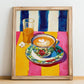 Café con Leche – Spanish Coffee, Café Print, no-text version framed in wood