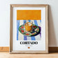 Cortado – Spanish Coffee, Espresso Bar Painting, in wooden frame leaning on the floor