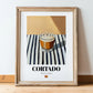 Cortado – Spanish Coffee, Konditorei Still Life, in wooden frame leaning on the floor