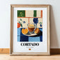 Cortado – Spanish Coffee, Konditorei Print, in wooden frame leaning on the floor