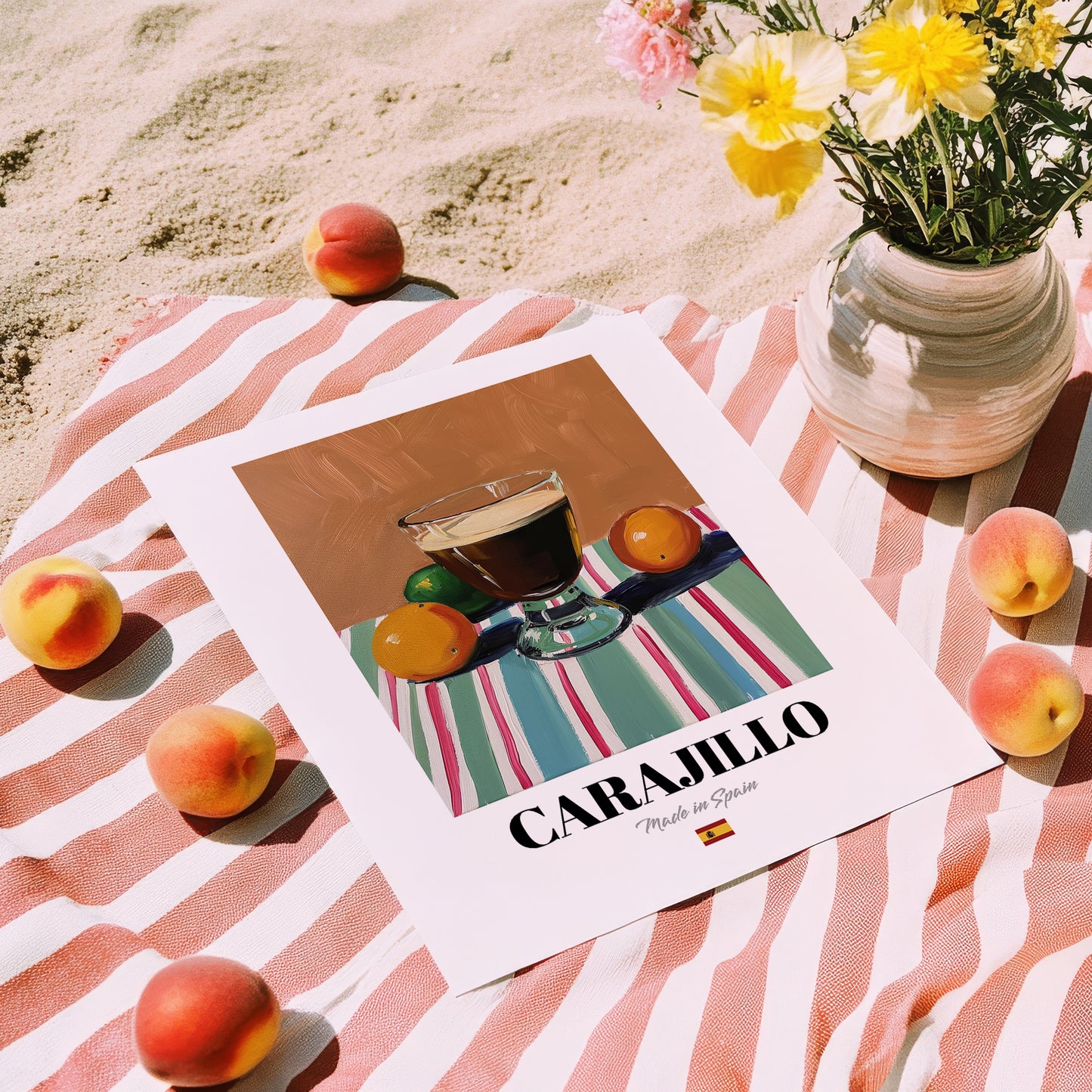 Carajillo – Spanish Coffee, Konditorei Print, unframed on coastal sand