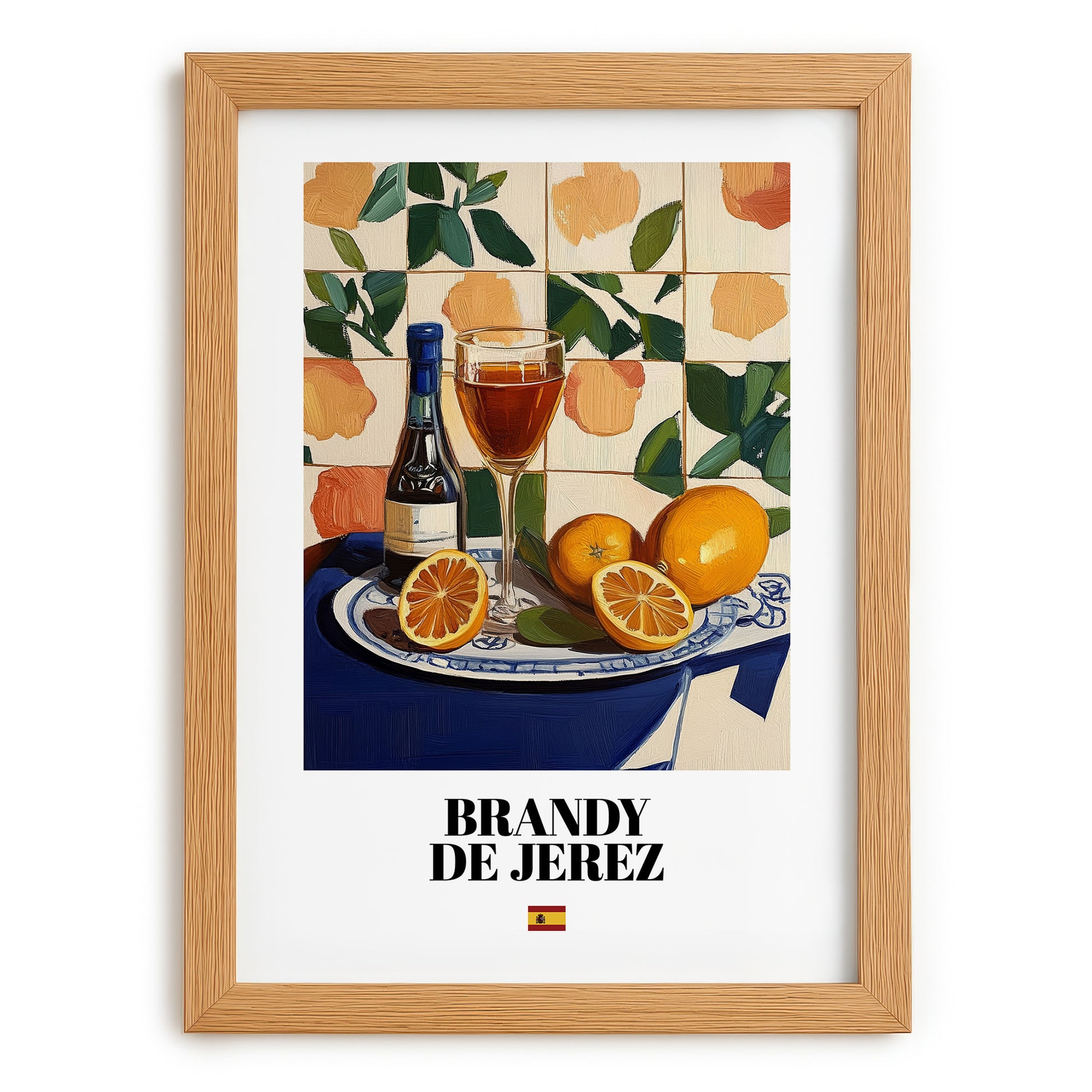 Brandy de Jerez – Spanish Spirit Drink, Jazz Bar Poster, set in oak frame