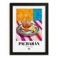 Pacharán – Spanish Liqueur Drink, Sky Bar Illustration, in sleek black frame