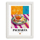 Pacharán – Spanish Liqueur Drink, Sky Bar Illustration, placed in minimal white frame