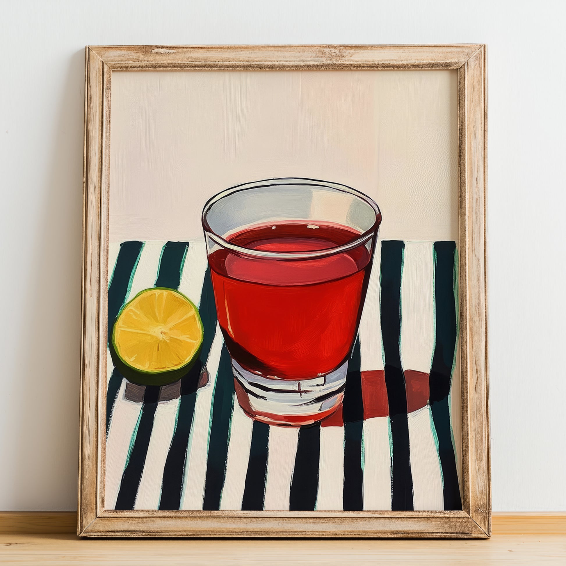 Pacharán – Spanish Liqueur Drink, Beach Bar Poster, no-text version framed in wood