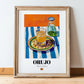 Orujo – Spanish Spirit Drink, Beach Bar Art, in wooden frame leaning on the floor