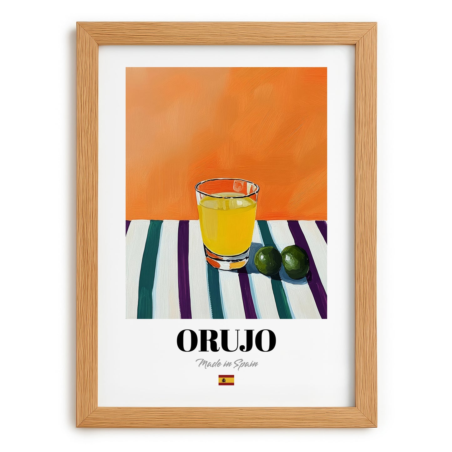 Orujo – Spanish Spirit Drink, Hotel Lobby Print, set in oak frame