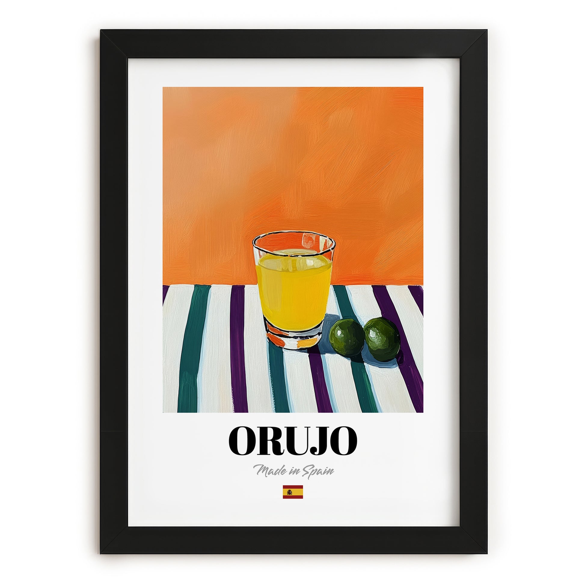 Orujo – Spanish Spirit Drink, Hotel Lobby Print, in sleek black frame