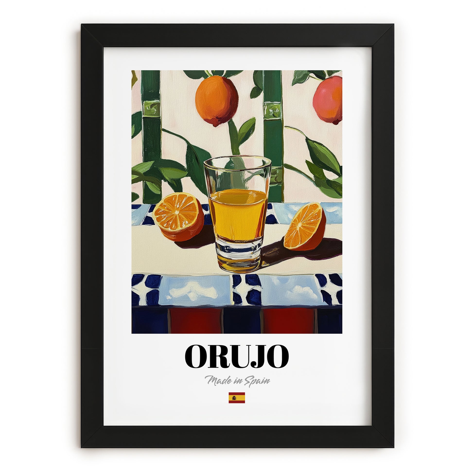 Orujo – Spanish Spirit Drink, Hotel Lobby Wall Art, in sleek black frame