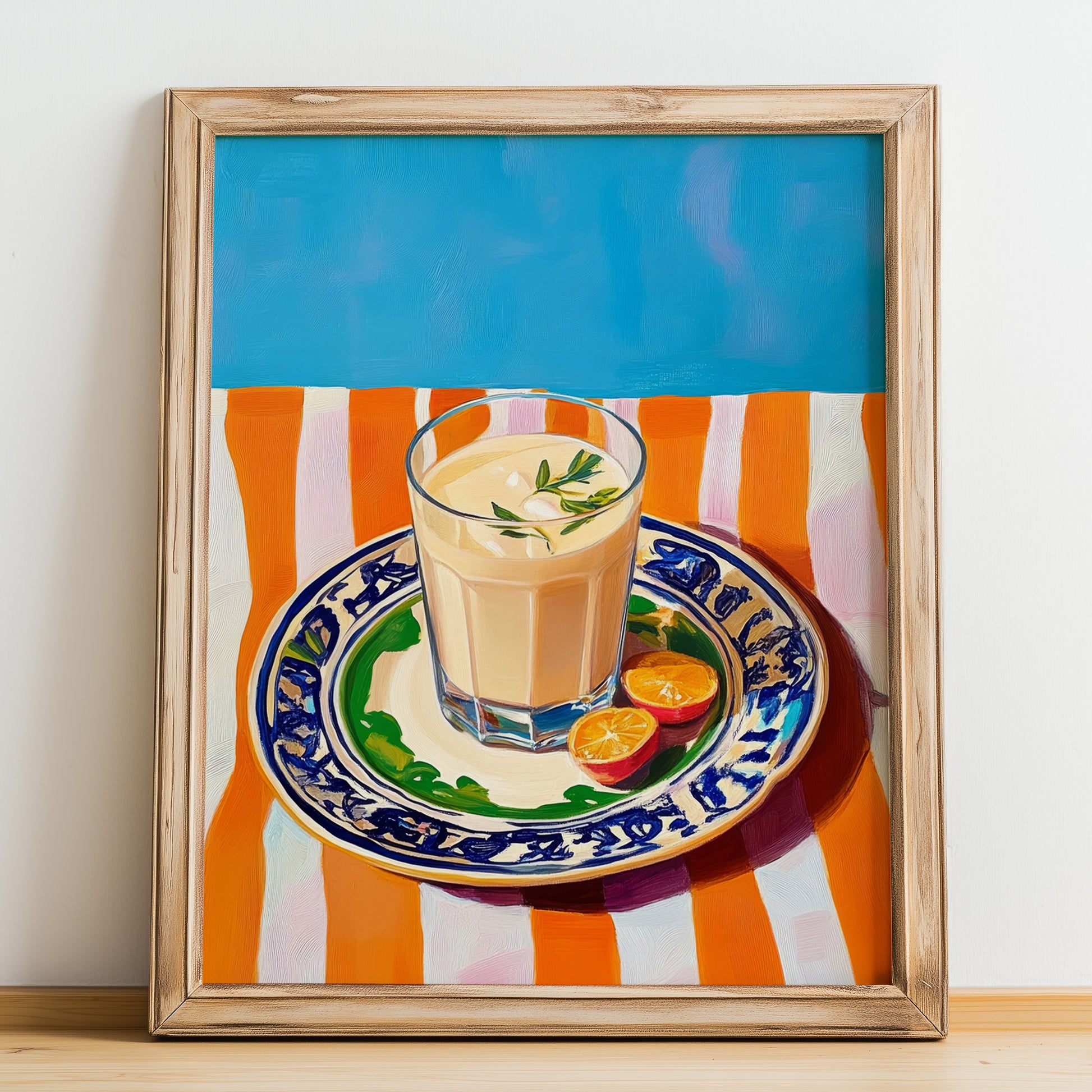 Horchata – Spanish Beverage Drink, Jazz Bar Poster, no-text version framed in wood