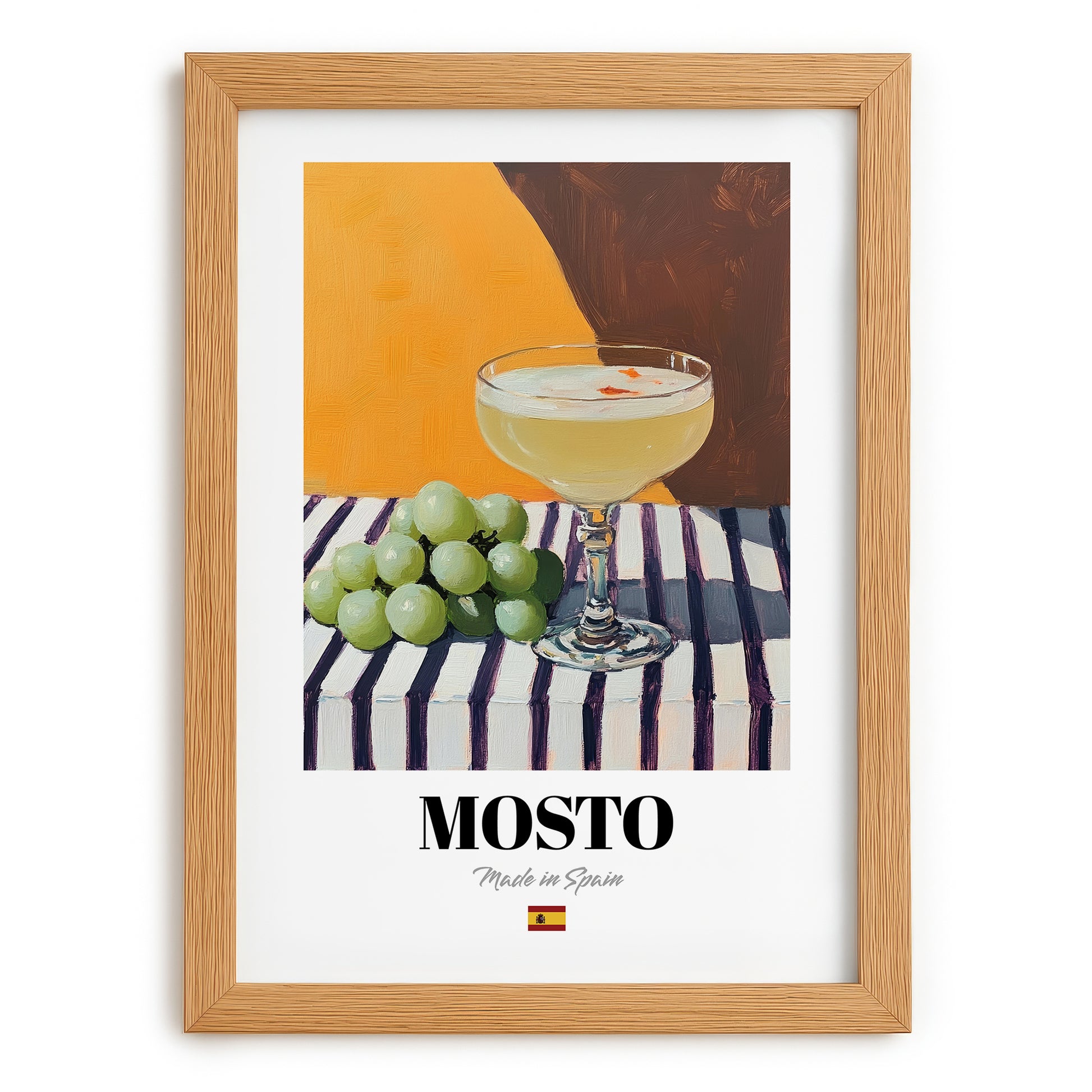 Mosto – Spanish Beverage Drink, Cocktail Lounge Poster, set in oak frame