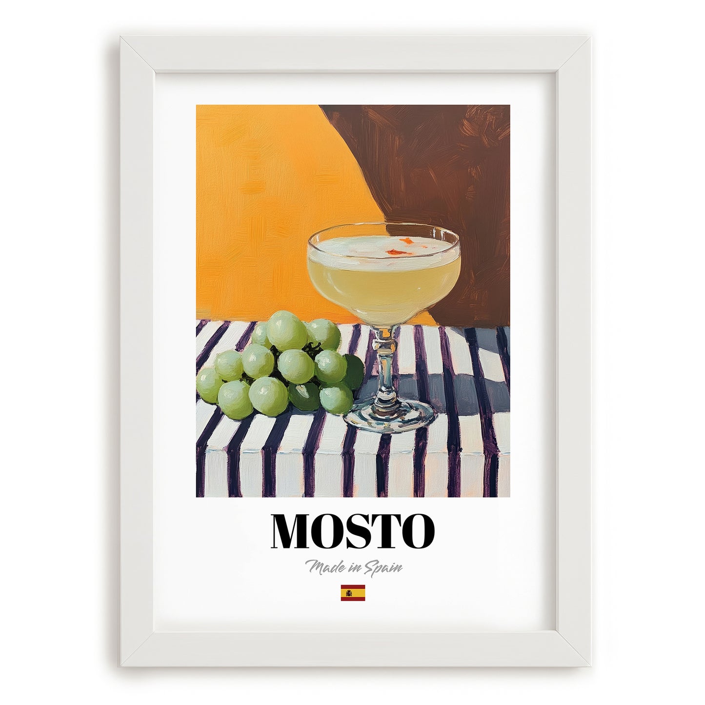 Mosto – Spanish Beverage Drink, Cocktail Lounge Poster, placed in minimal white frame