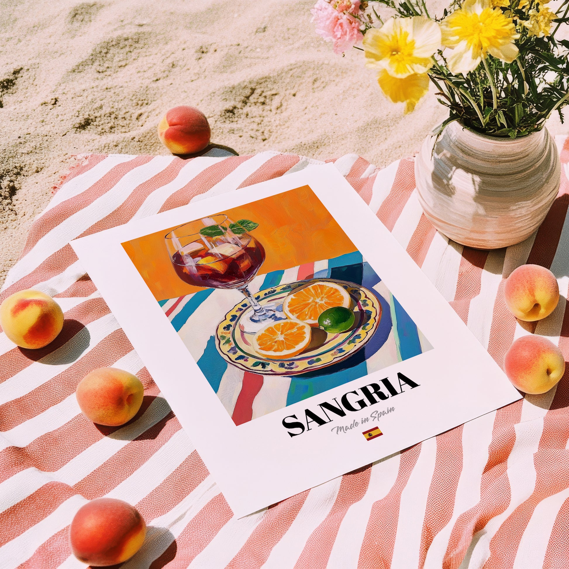 Sangria – Spanish Cocktail Drink, Cocktail Lounge Painting, unframed on coastal sand