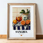 Sangria – Spanish Cocktail Drink, Rooftop Terrace Poster, in wooden frame leaning on the floor