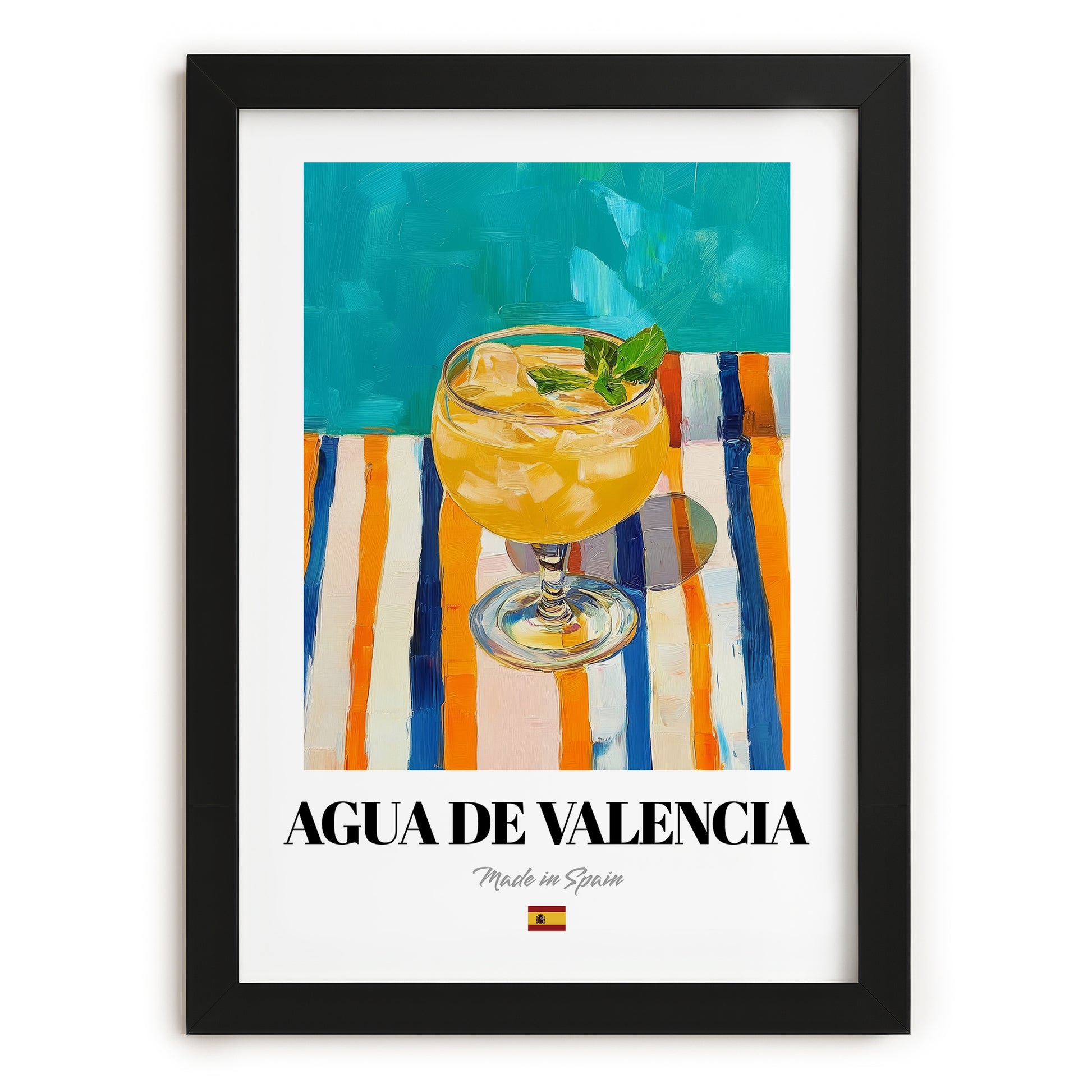 Agua de Valencia – Spanish Cocktail Drink, Cocktail Lounge Poster, in sleek black frame