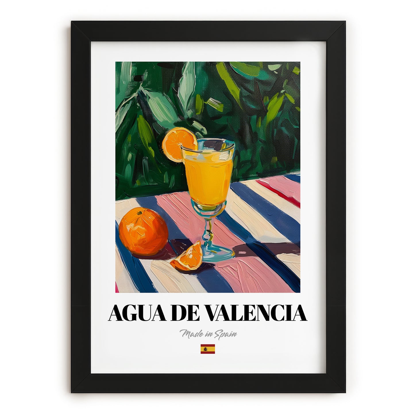 Agua de Valencia – Spanish Cocktail Drink, Sky Bar Wall Art, in sleek black frame
