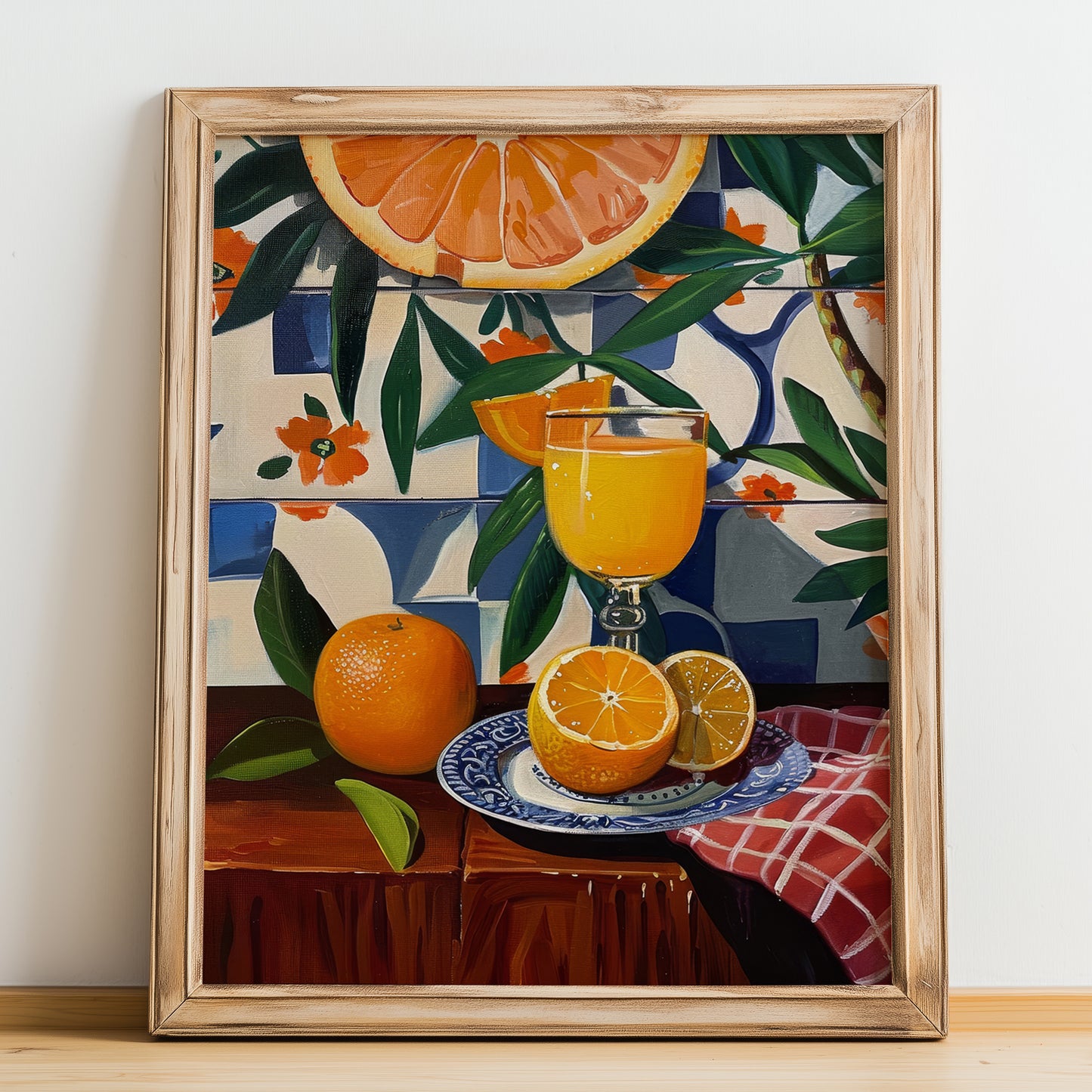 Agua de Valencia – Spanish Cocktail Drink, Hotel Lobby Wall Art, no-text version framed in wood