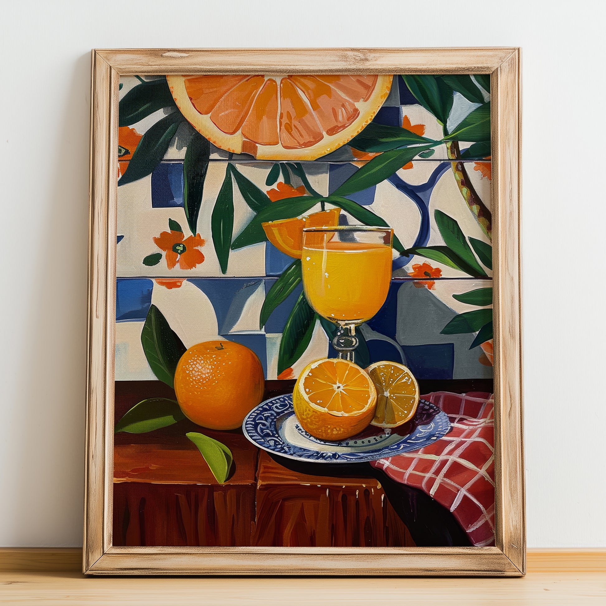 Agua de Valencia – Spanish Cocktail Drink, Hotel Lobby Wall Art, no-text version framed in wood