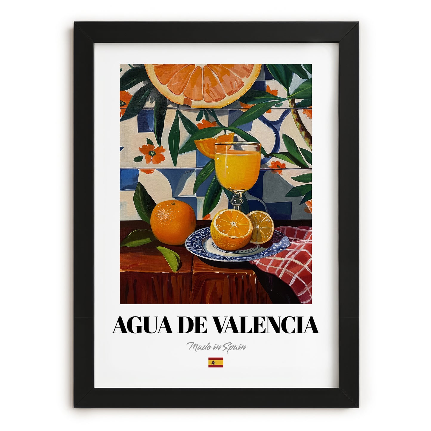 Agua de Valencia – Spanish Cocktail Drink, Hotel Lobby Wall Art, in sleek black frame