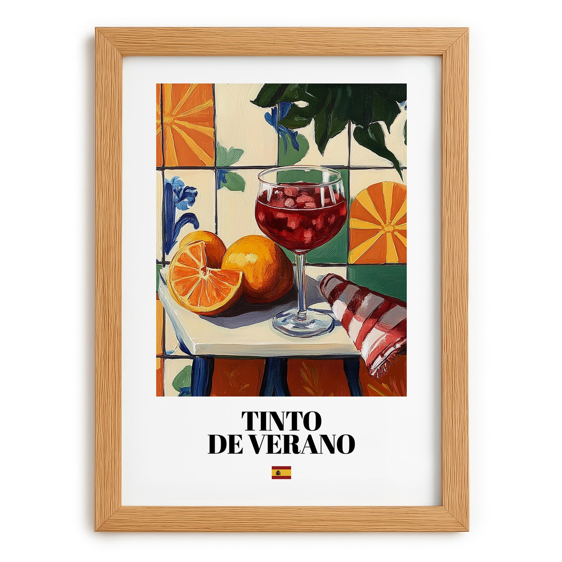 Tinto de Verano – Spanish Cocktail Drink, Sky Bar Art, set in oak frame