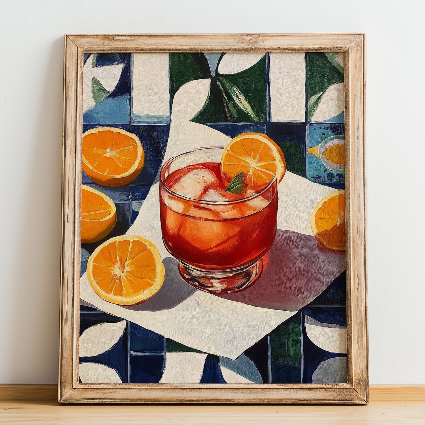 Kalimotxo – Spanish Cocktail Drink, Sky Bar Painting, no-text version framed in wood