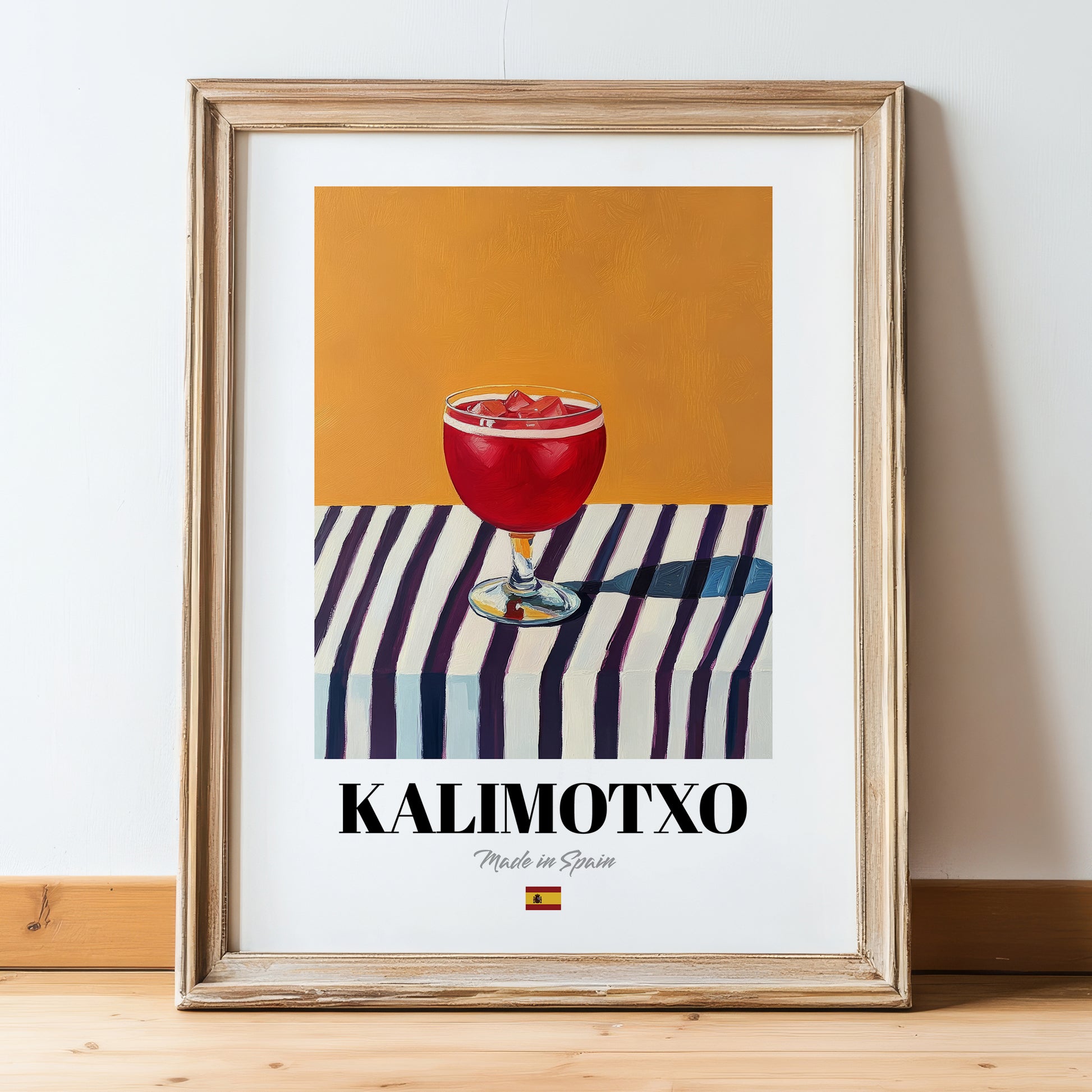 Kalimotxo – Spanish Cocktail Drink, Cocktail Lounge Painting, in wooden frame leaning on the floor