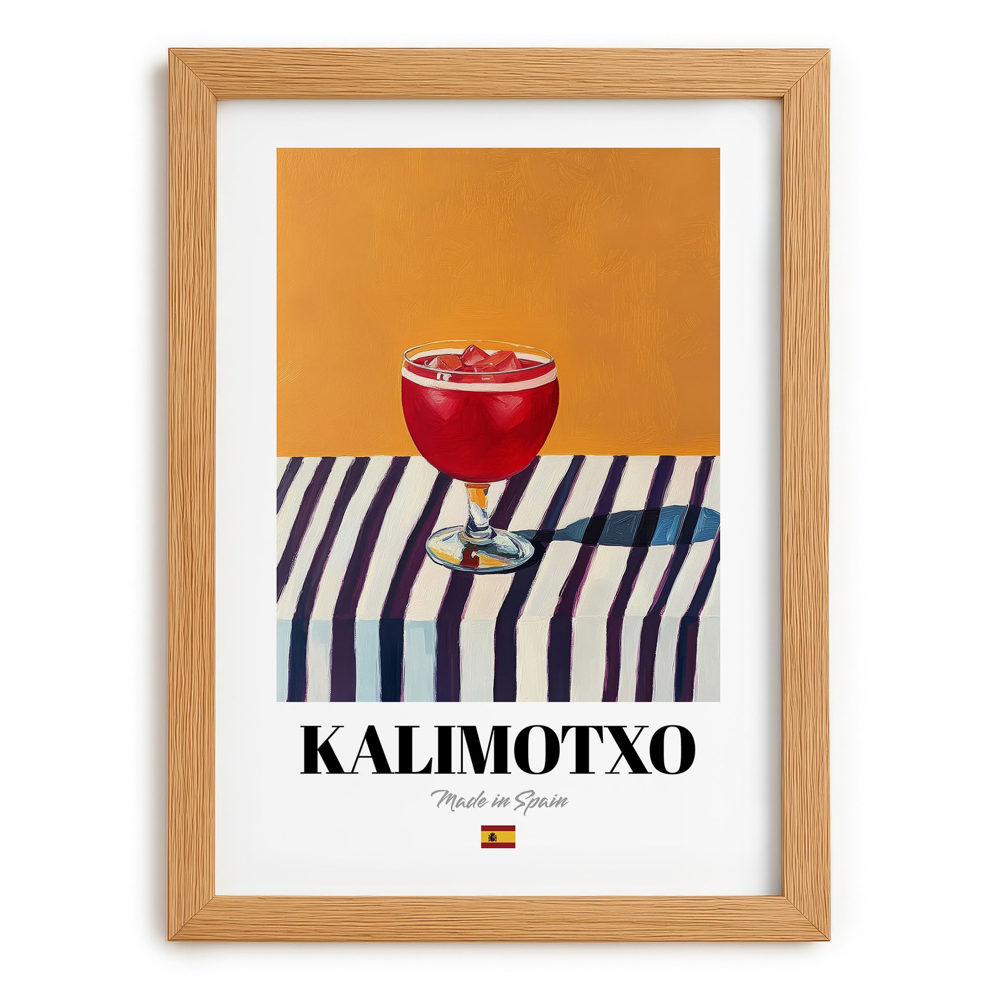 Kalimotxo – Spanish Cocktail Drink, Cocktail Lounge Painting, set in oak frame