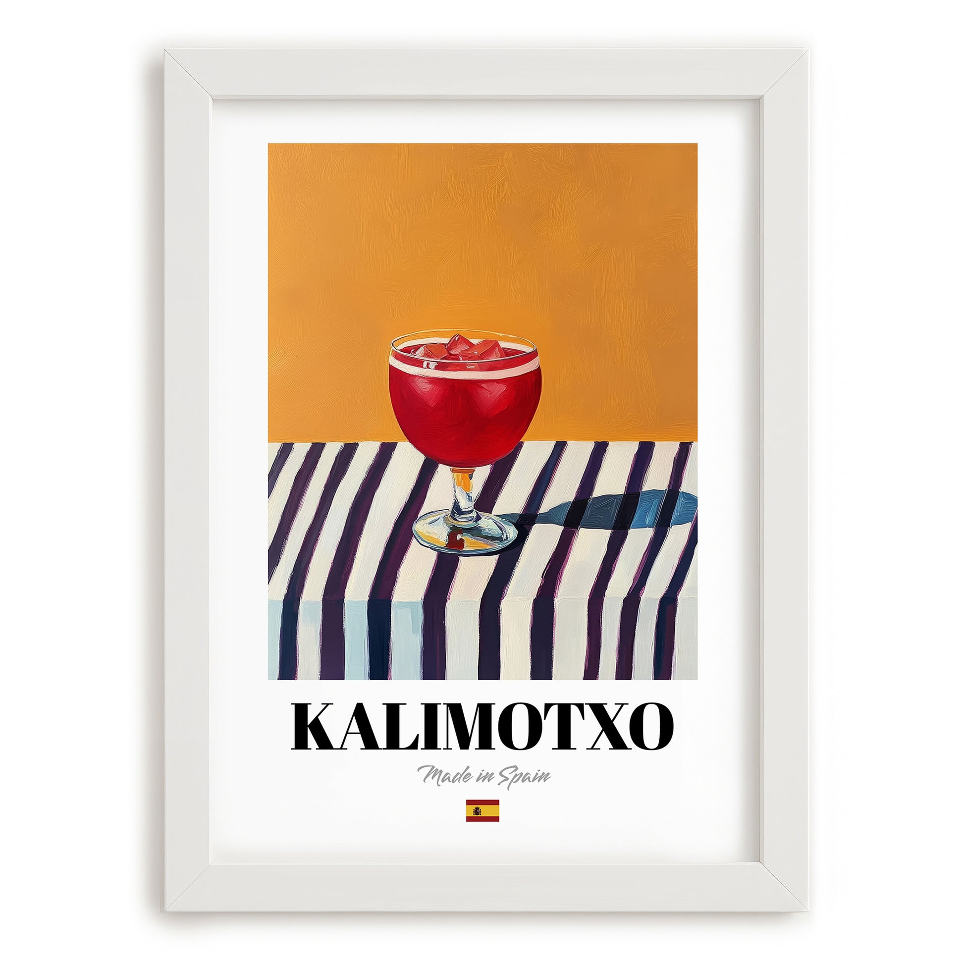 Kalimotxo – Spanish Cocktail Drink, Cocktail Lounge Painting, placed in minimal white frame