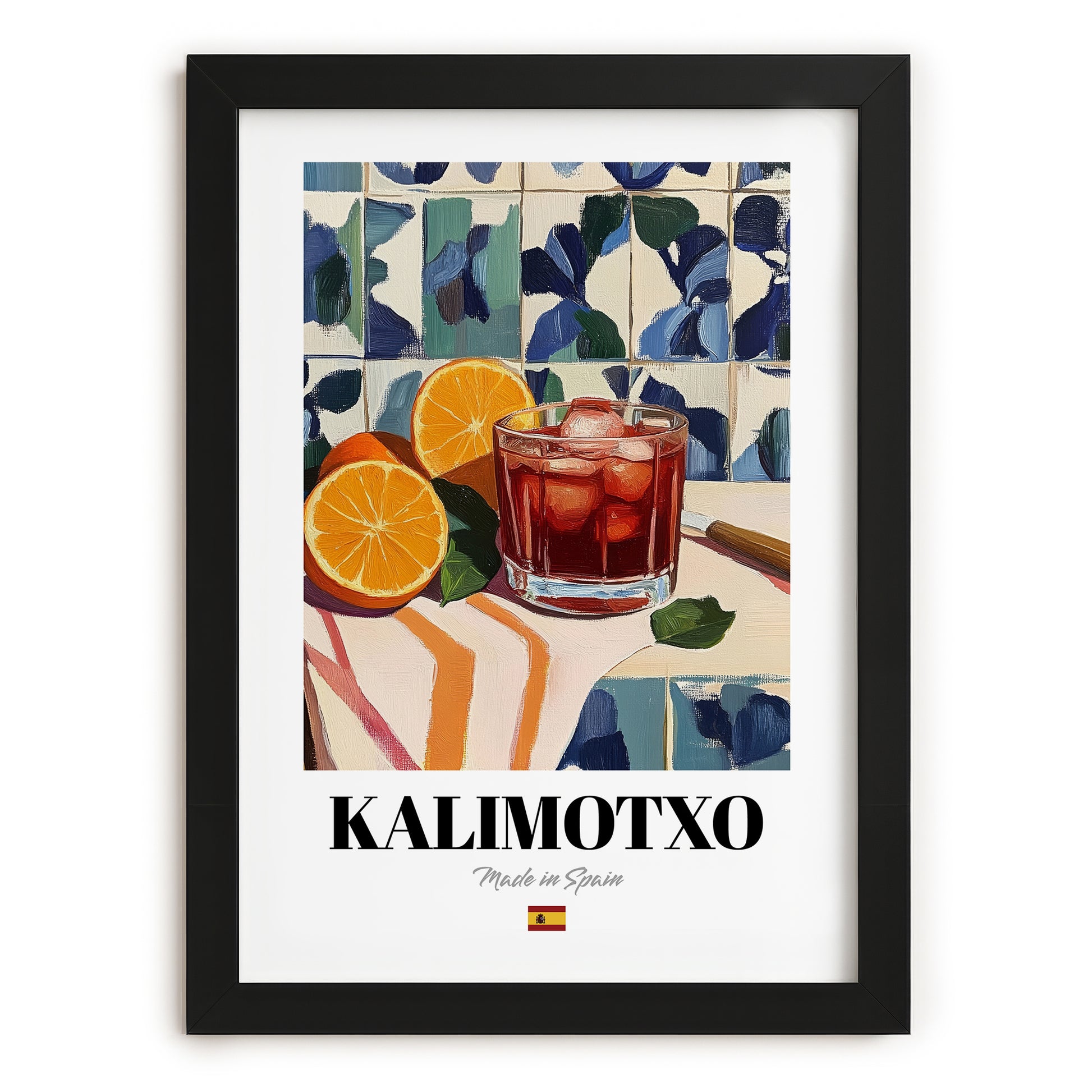 Kalimotxo – Spanish Cocktail Drink, Jazz Bar Wall Art, in sleek black frame
