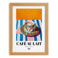 Café au Lait – French Coffee, Café Wall Art, set in oak frame