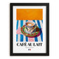 Café au Lait – French Coffee, Café Wall Art, in sleek black frame