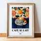 Café au Lait – French Coffee, Café Painting, in wooden frame leaning on the floor