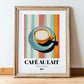 Café au Lait – French Coffee, Coffeehouse Wall Art, in wooden frame leaning on the floor
