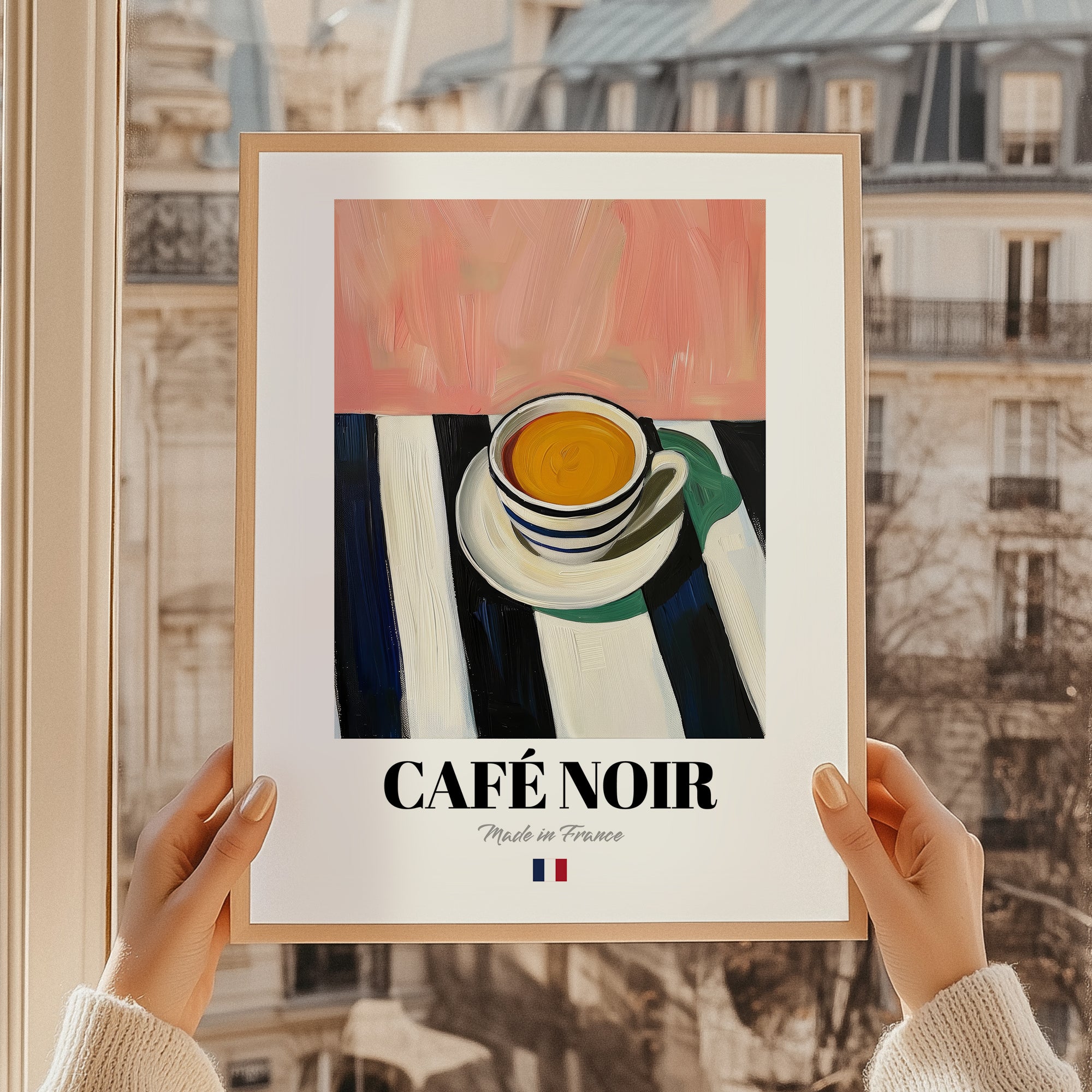 Café Noir – French Coffee, Konditorei Poster, styled in a charming Paris street view