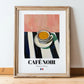 Café Noir – French Coffee, Konditorei Poster, in wooden frame leaning on the floor