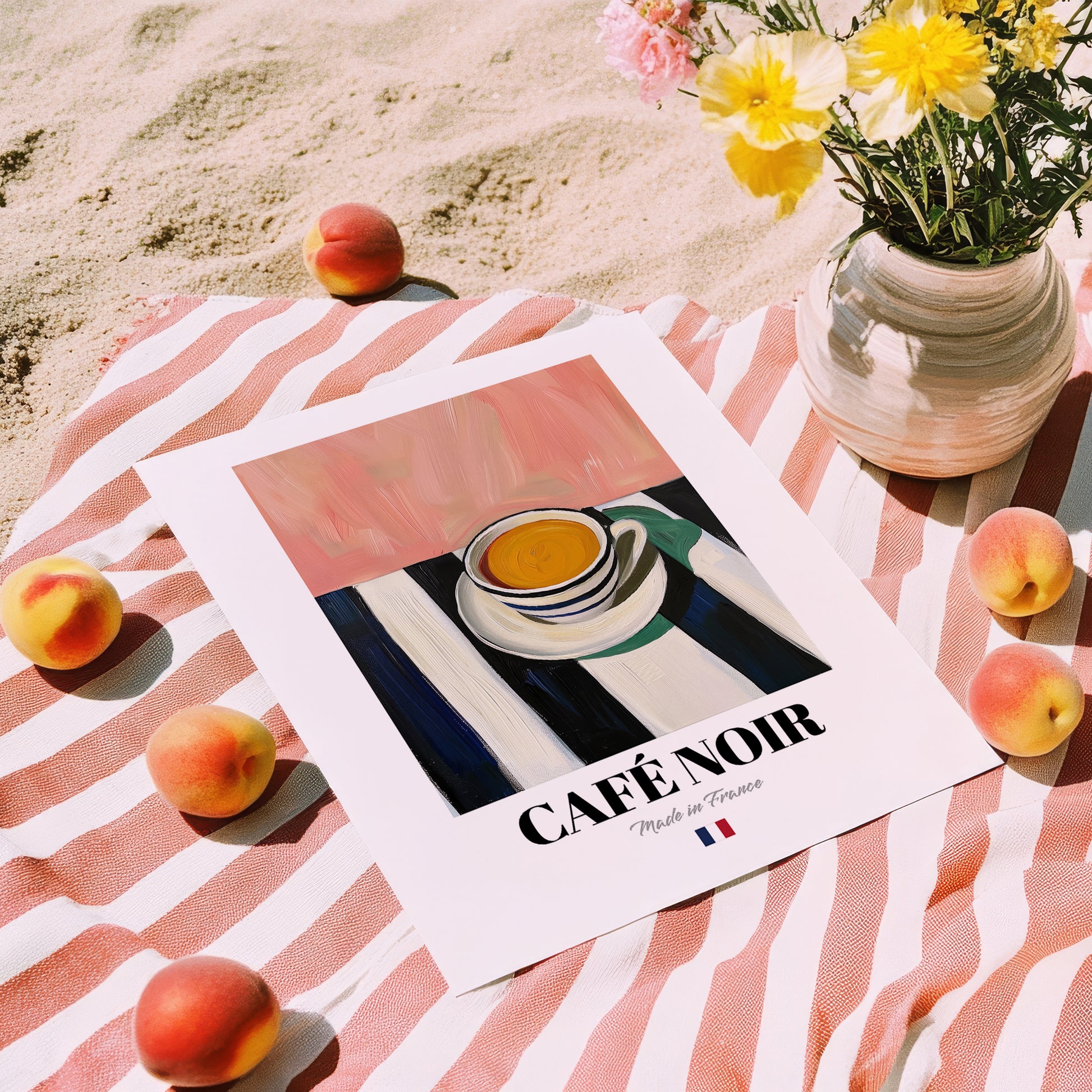 Café Noir – French Coffee, Konditorei Poster, unframed on coastal sand