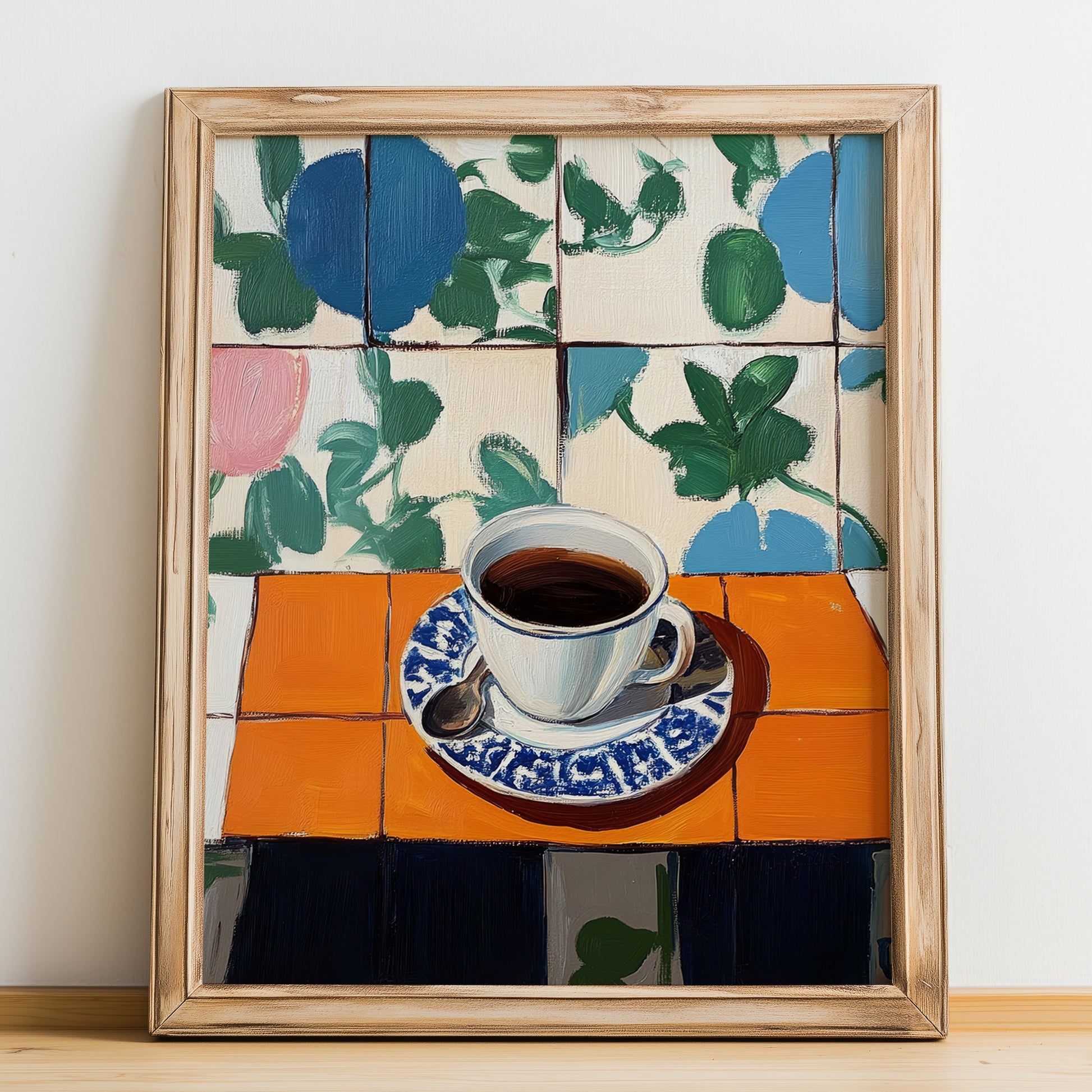 Café Noir – French Coffee, Espresso Bar Art, no-text version framed in wood
