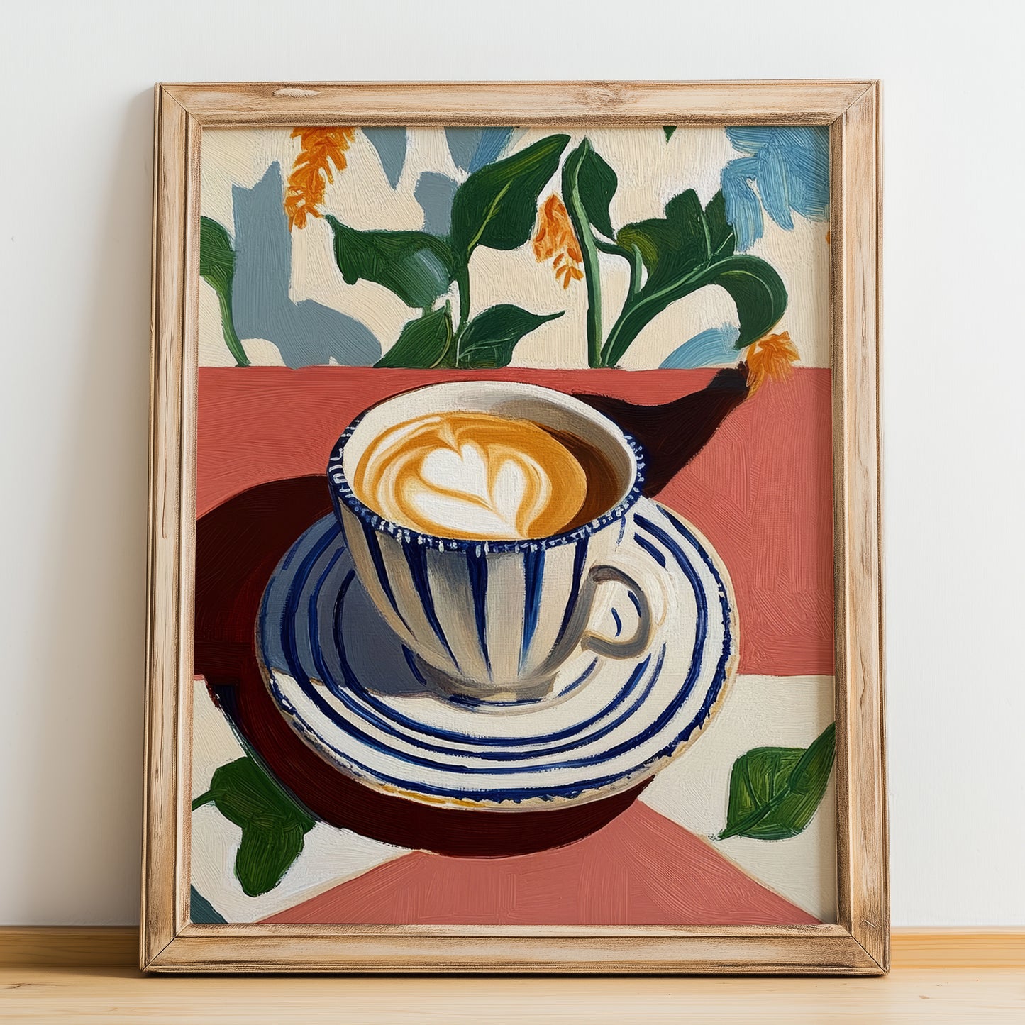 Café Crème – French Coffee, Espresso Bar Wall Decor, no-text version framed in wood