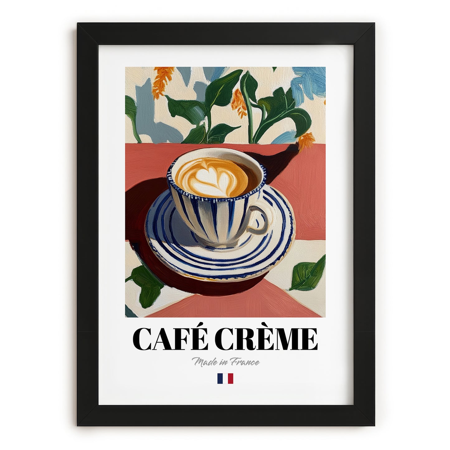 Café Crème – French Coffee, Espresso Bar Wall Decor, in sleek black frame