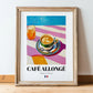 Café Allongé – French Coffee, Coffeehouse Poster, in wooden frame leaning on the floor