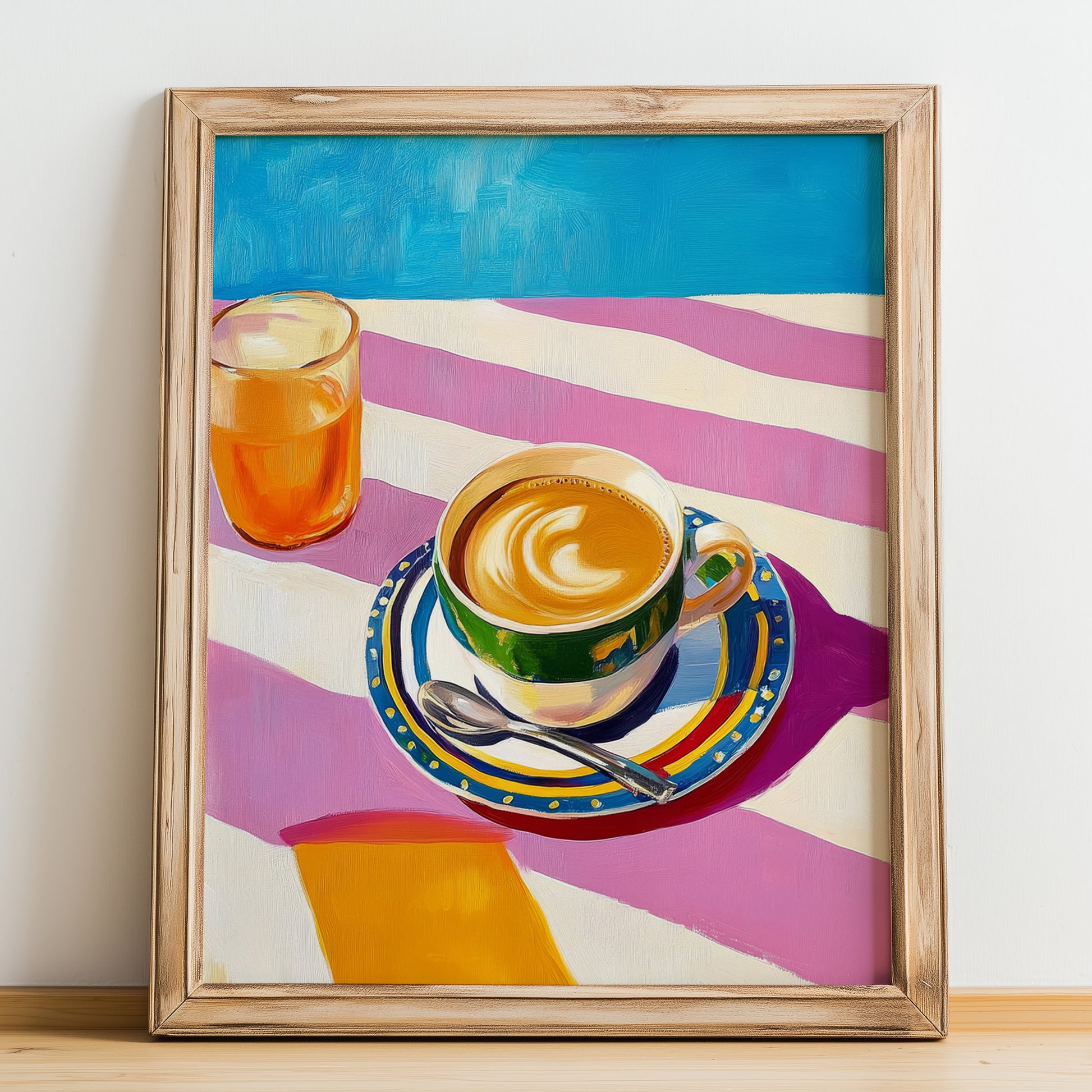 Café Allongé – French Coffee, Coffeehouse Poster, no-text version framed in wood