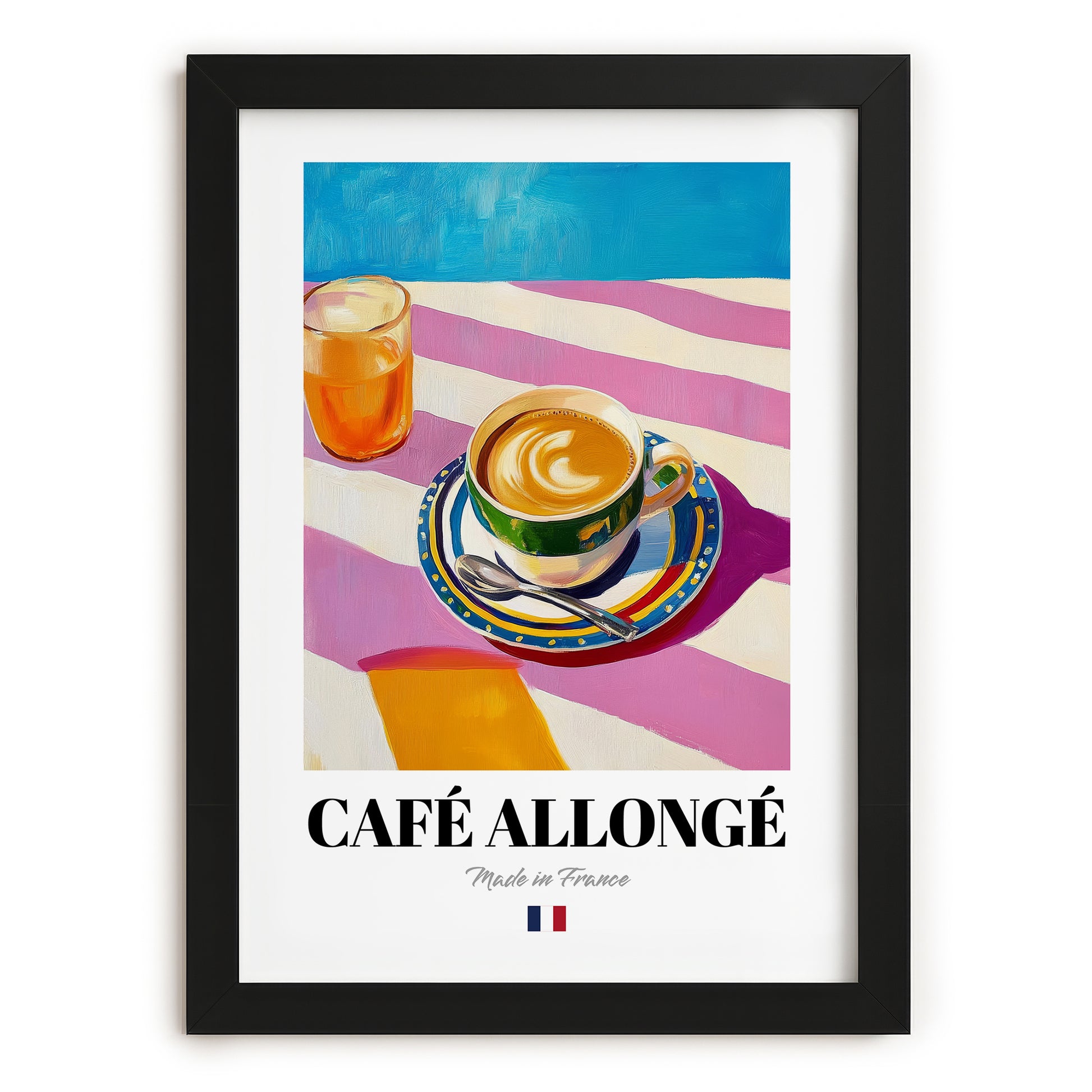 Café Allongé – French Coffee, Coffeehouse Poster, in sleek black frame