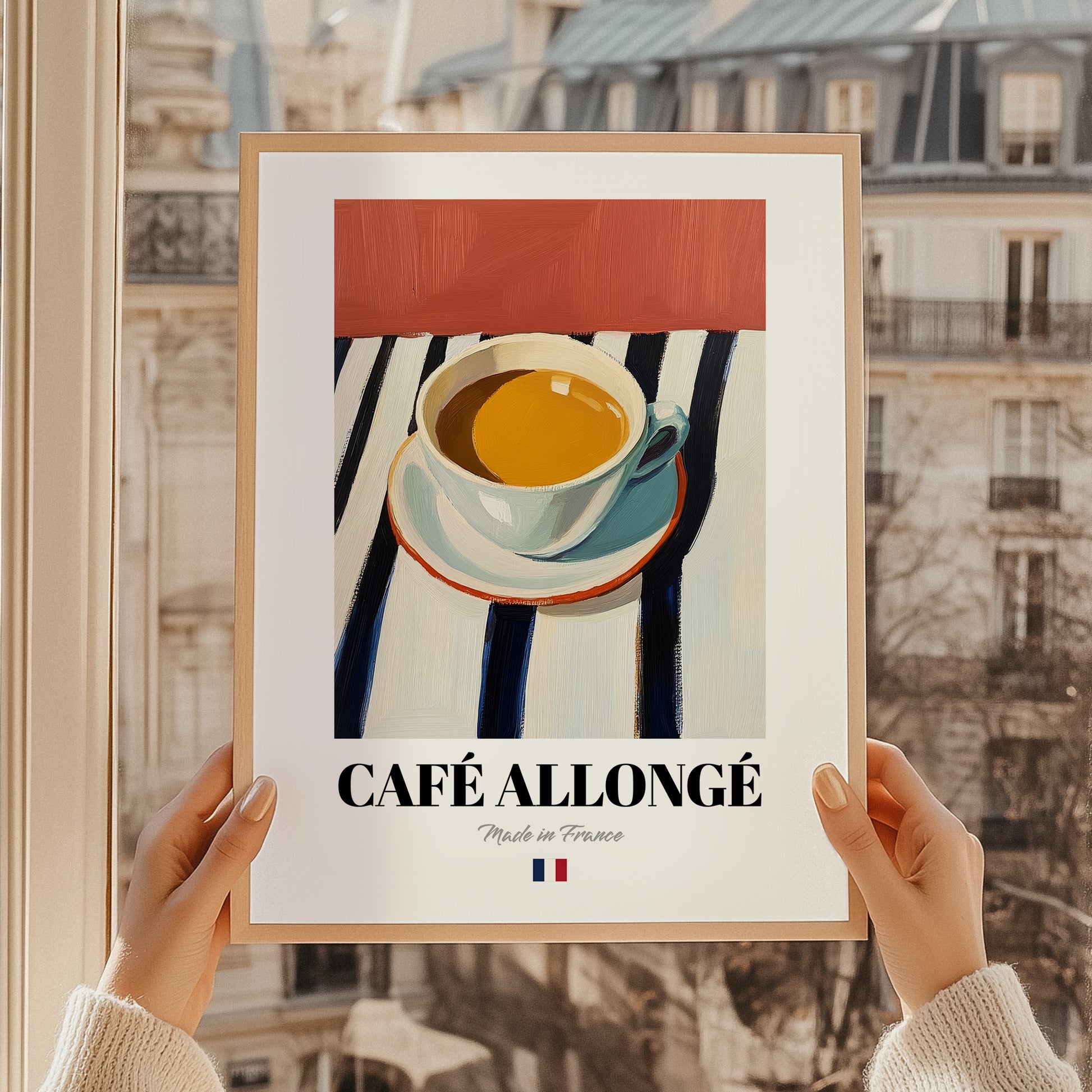 Café Allongé – French Coffee, Book Café Wall Decor, styled in a charming Paris street view