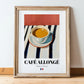 Café Allongé – French Coffee, Book Café Wall Decor, in wooden frame leaning on the floor