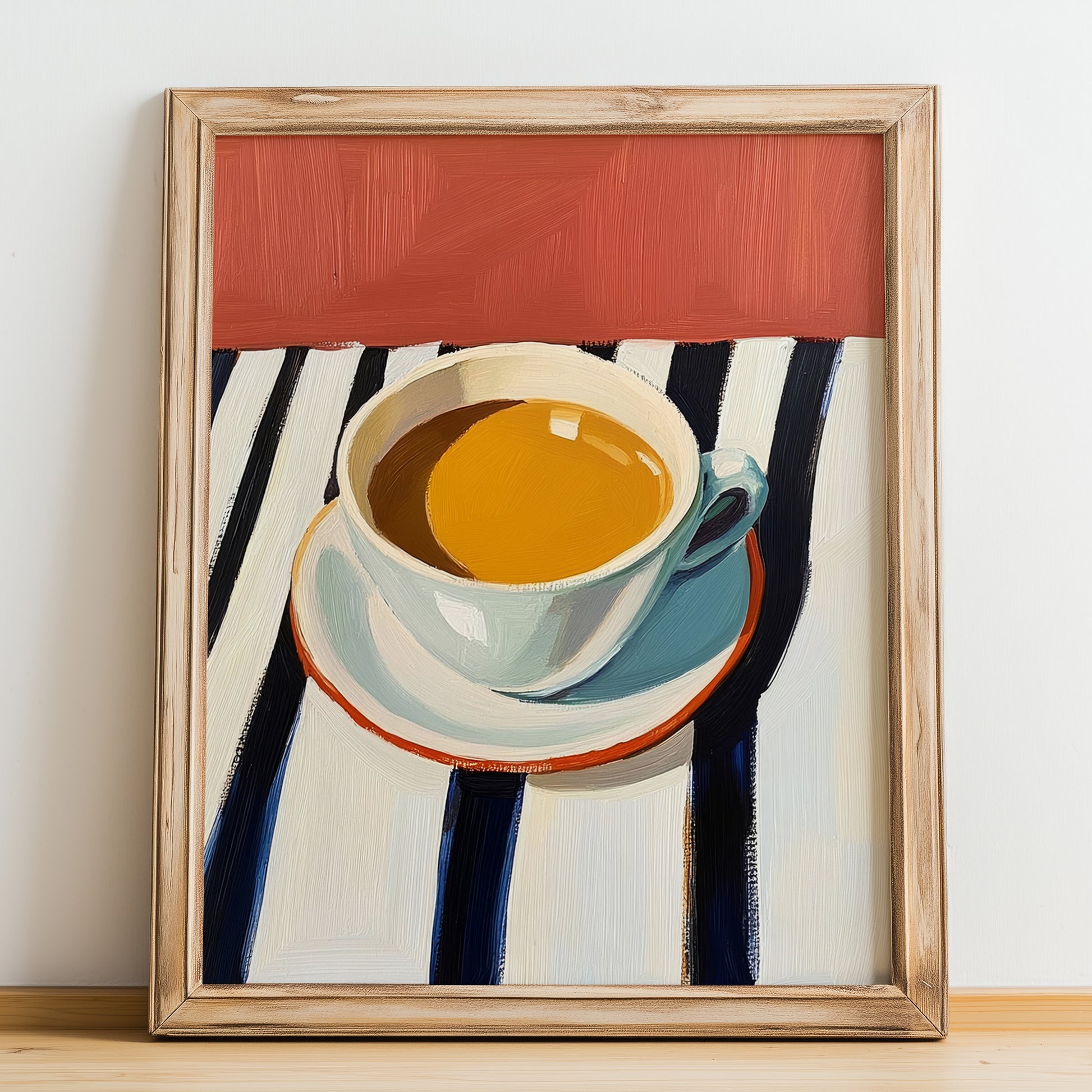Café Allongé – French Coffee, Book Café Wall Decor, no-text version framed in wood
